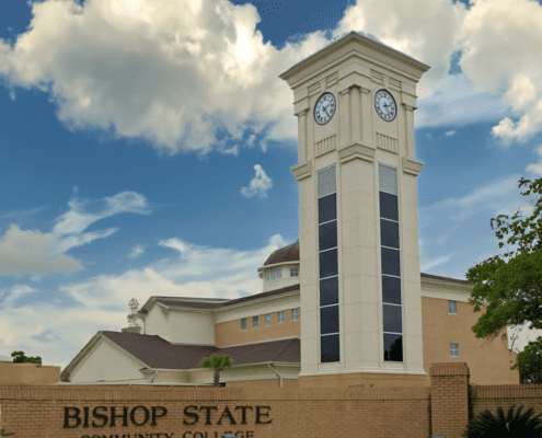 Bishop State Community College Mobile Sports Alabama baseball softball basketball volleyball college campus students complex championship grass field pitching mound batters box bullpen goal net players athletes NJCAA games tournament