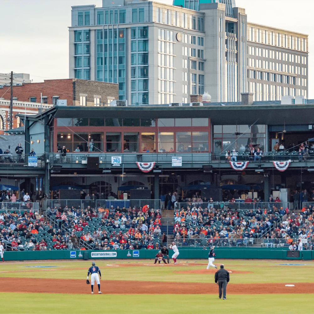 Montgomery Riverwalk Stadium Sports Alabama Montgomery Biscuits Tampa Bay Rays Baseball Field Stadium Diamond dirt grass bases home plate minor league baseball milb double a southern league