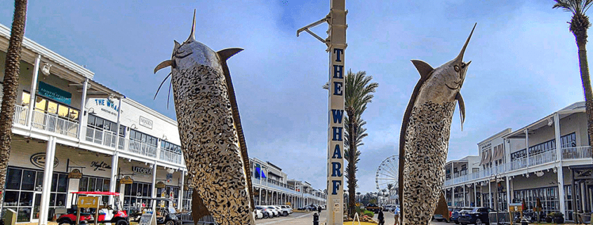 the wharf shopping concert food orange beach