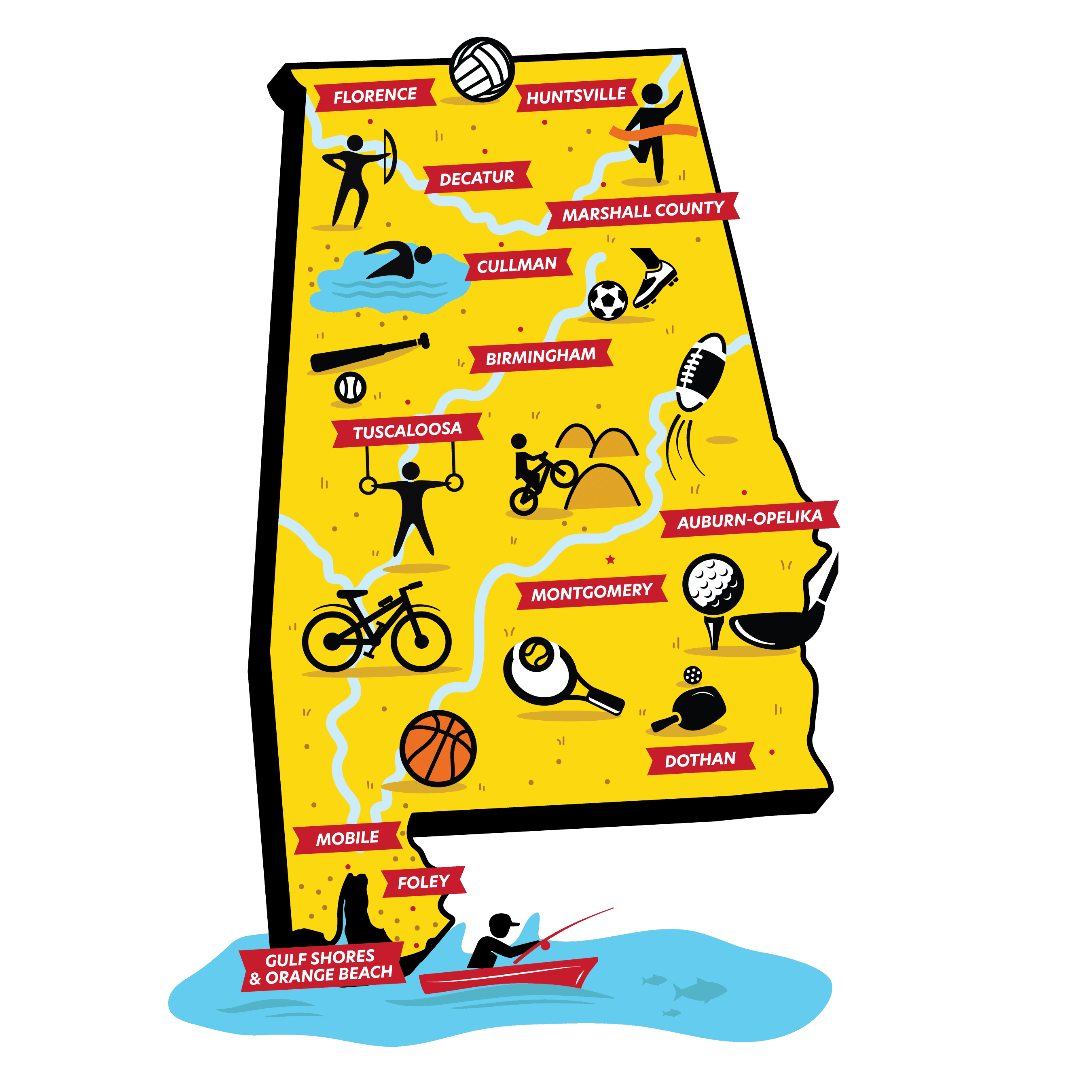 sports alabama map